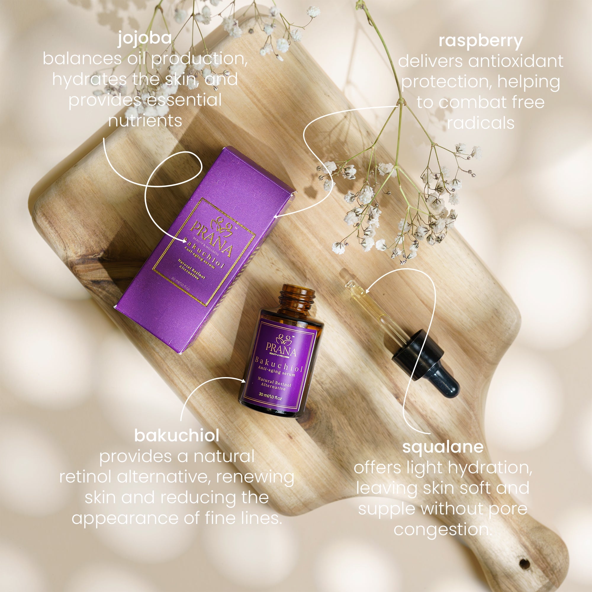 Bakuchiol Anti - aging Serum - Natural Retinol Alternative - PRANA Beauty & Wellness