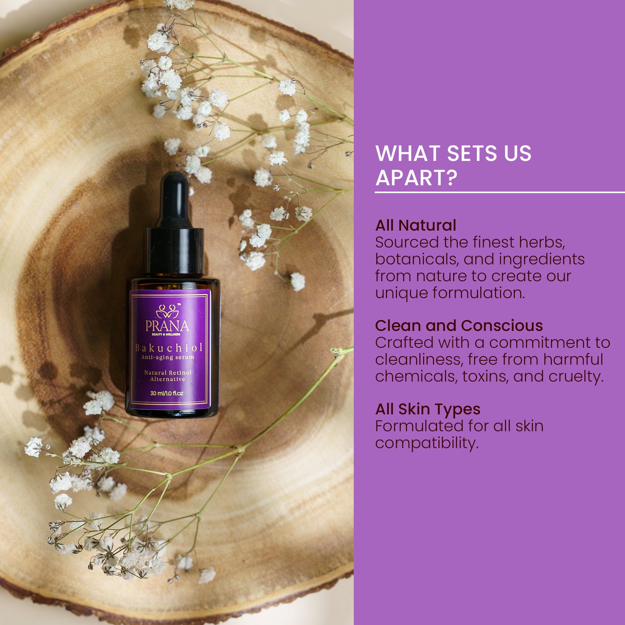 Bakuchiol Anti - aging Serum - Natural Retinol Alternative - PRANA Beauty & Wellness