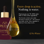 PRANA Saffron Glow Serum with a golden oil dropper